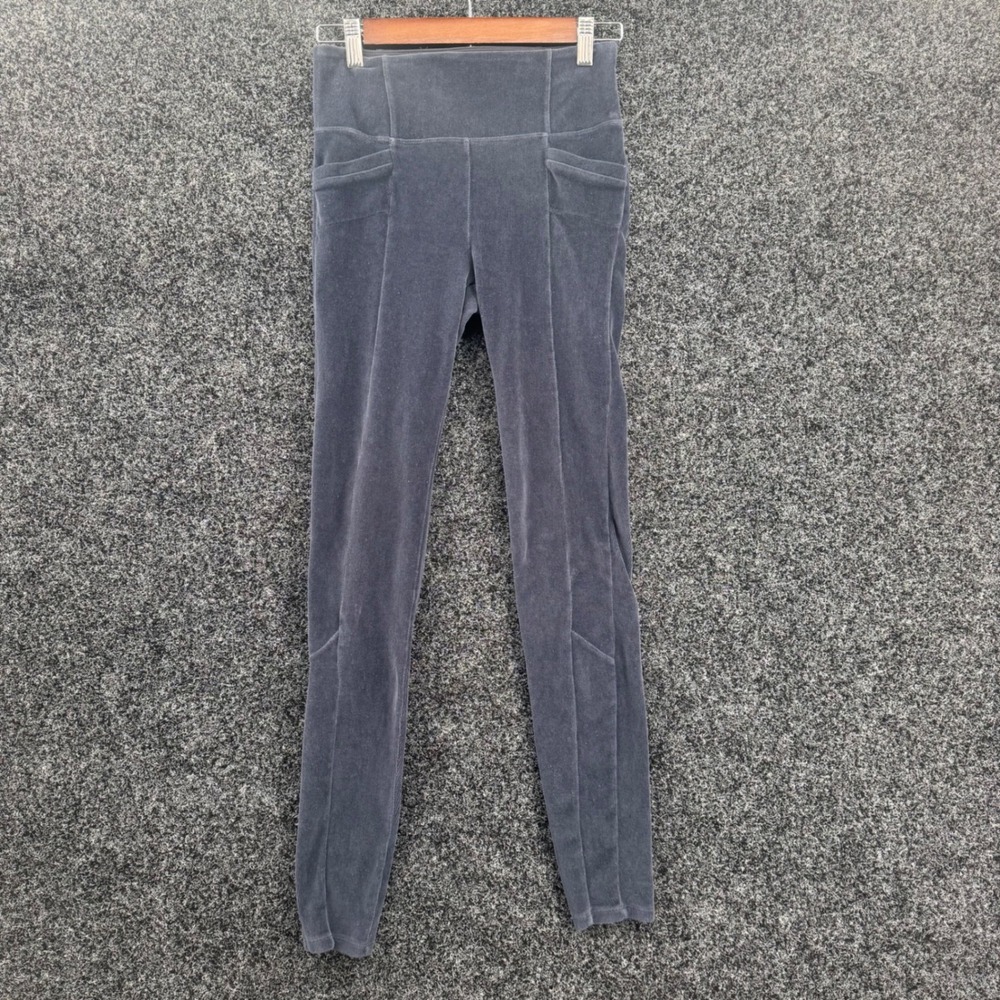 Athleta Corduroy Leggings Womens Small Gray High Rise Pockets Stretch Pants